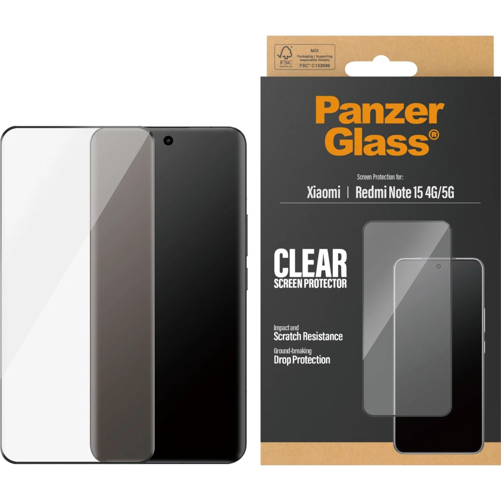Szkło hartowane PanzerGlass Ultra-Wide Fit do Xiaomi Redmi Note 15 4G / 5G z czarną ramką